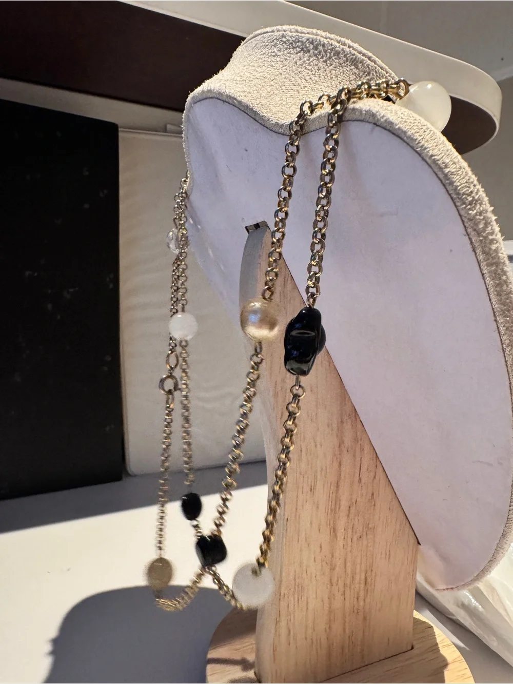 Multi-Strand Black and Gold Bead Necklace - Picture 9 of 13